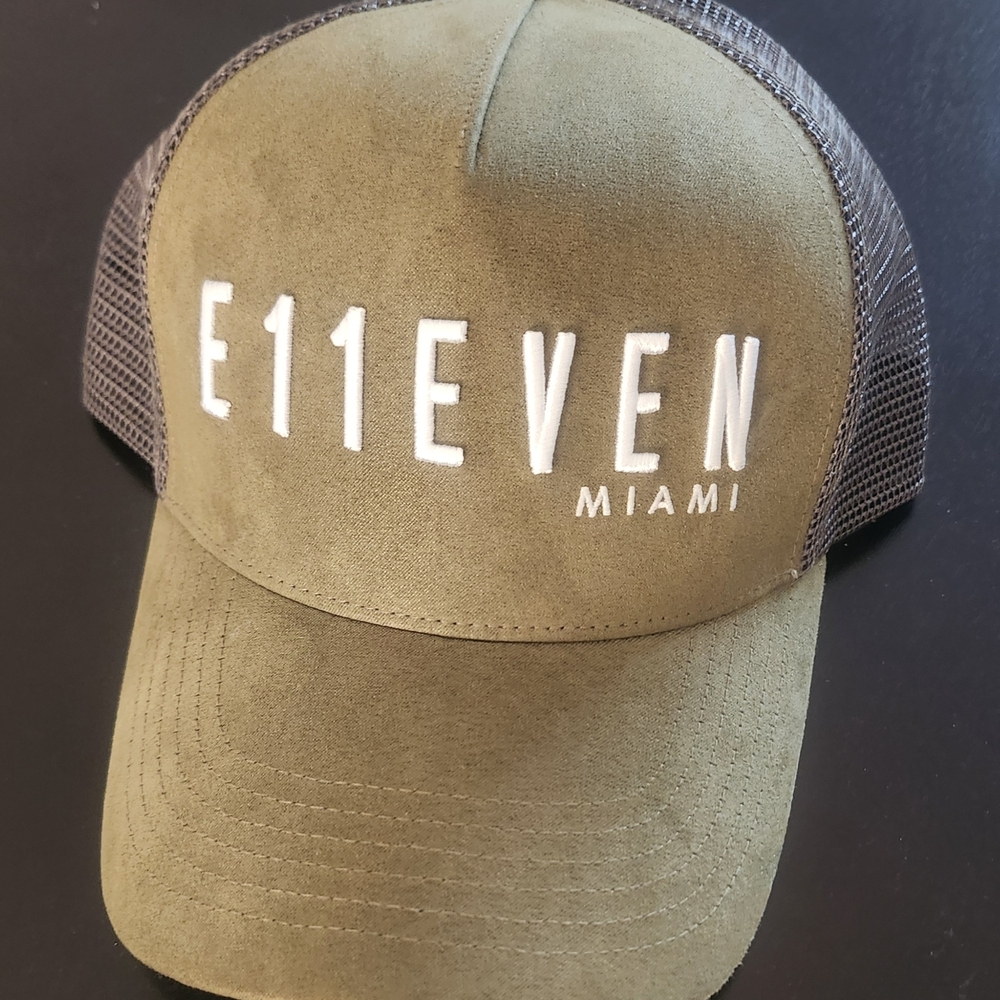 E11EVEN Miami Olive Suede Trucker Cap